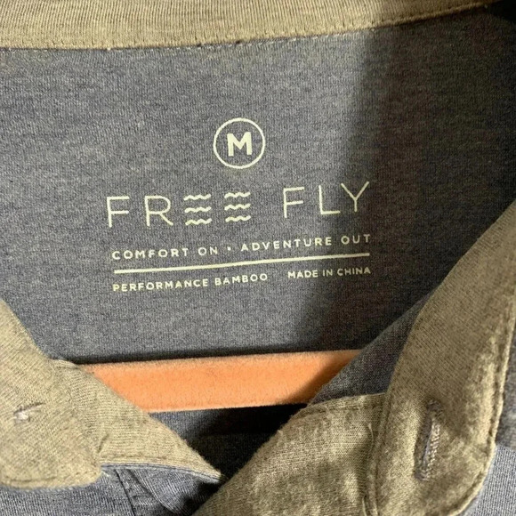 Free Fly Mens Polo Shirt Size Medium Blue Short Sleeve Bamboo Jersey Performance - Picture 3 of 7